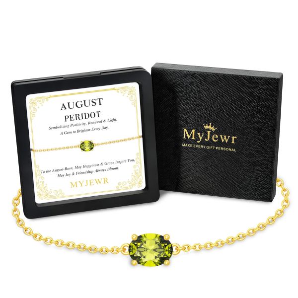 Peridot Birthstone Bracelet in 14K Gold Plating
