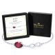 Ruby Birthstone Infinity Bracelet in 14K White Gold Plating