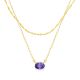 Amethyst Layered Birthstone Necklace in 14K Gold Plating