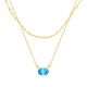 Blue Topaz Layered Birthstone Necklace in 14K Gold Plating