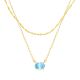 Aquamarine Layered Birthstone Necklace in 14K Gold Plating