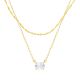 Diamond White Layered Birthstone Necklace in 14K Gold Plating