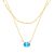 Blue Topaz Layered Birthstone Necklace in 14K Gold Plating