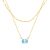 Aquamarine Layered Birthstone Necklace in 14K Gold Plating