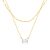 Diamond White Layered Birthstone Necklace in 14K Gold Plating