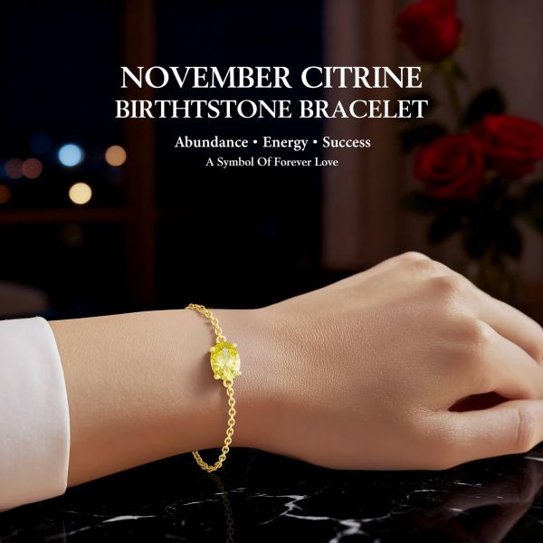 Citrine Birthstone Bracelet in 14K Gold Plating
