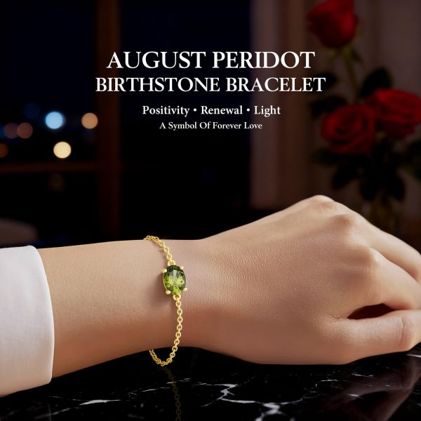 Peridot Birthstone Bracelet in 14K Gold Plating