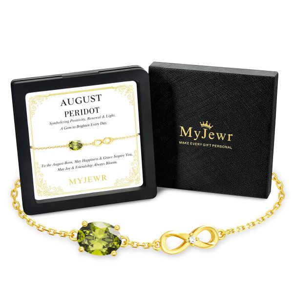 Peridot Birthstone Infinity Bracelet in 14K Gold Plating