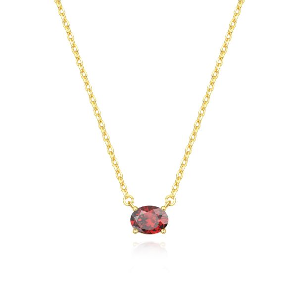 Garnet Birthstone Necklace in 14K Gold Plating