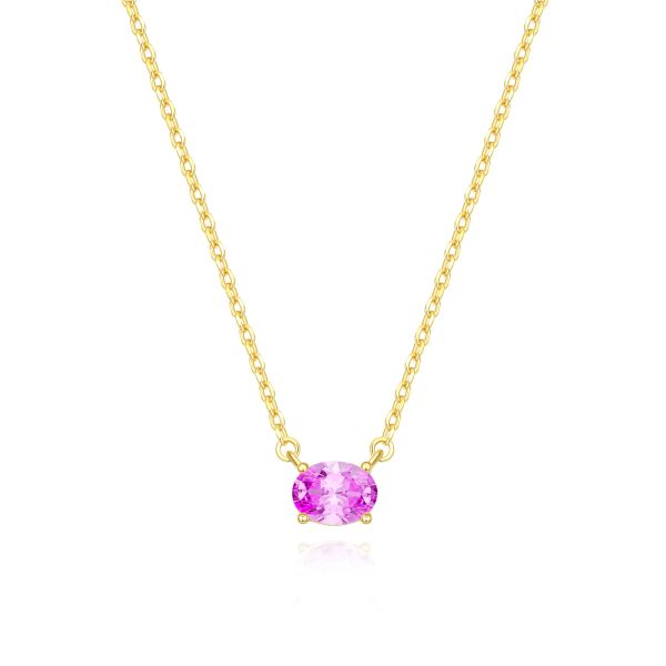 Tourmaline Birthstone Necklace in 14K Gold Plating
