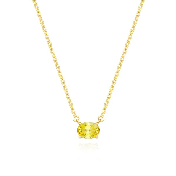 Citrine Birthstone Necklace in 14K Gold Plating