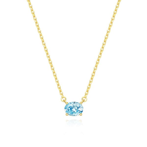 Aquamarine Birthstone Necklace in 14K Gold Plating