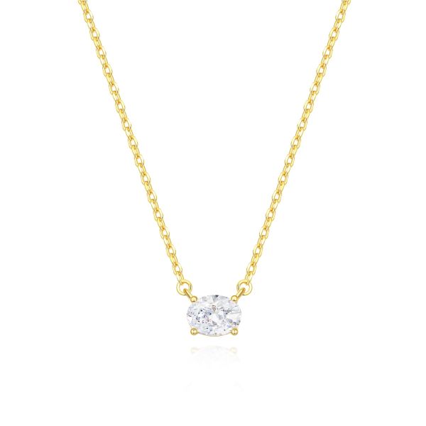 Diamond White Birthstone Necklace in 14K Gold Plating