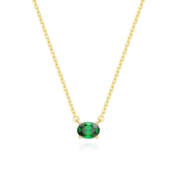 Emerald Birthstone Necklace in 14K Gold Plating