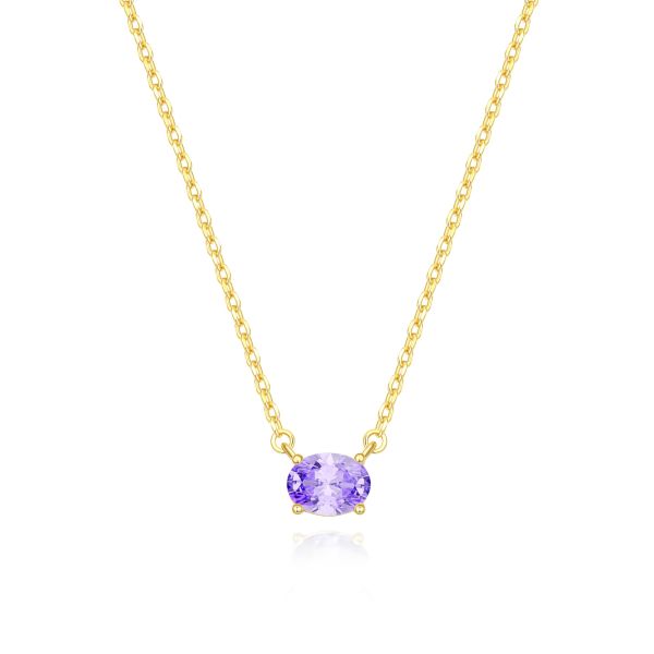 Alexandrite Birthstone Necklace in 14K Gold Plating