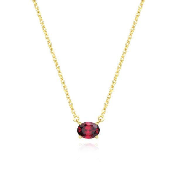 Ruby Birthstone Necklace in 14K Gold Plating