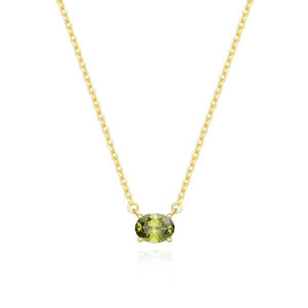 Peridot Birthstone Necklace in 14K Gold Plating
