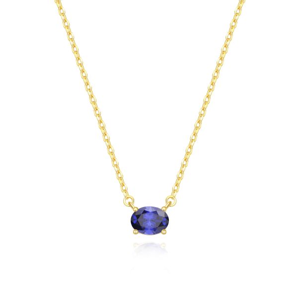 Sapphire Birthstone Necklace in 14K Gold Plating