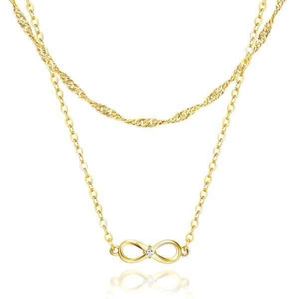 Layered Moissanite Infinity Necklace in 14K Gold Plating