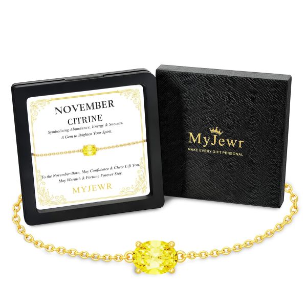 Citrine Birthstone Bracelet in 14K Gold Plating