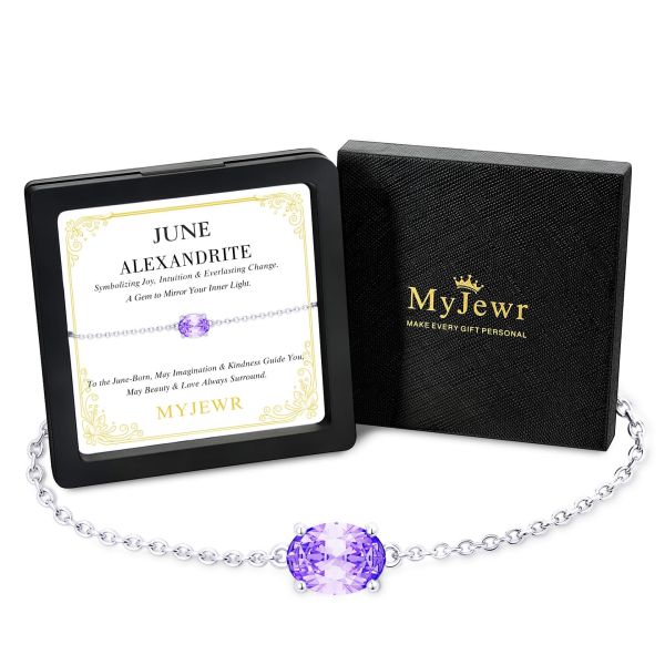 Alexandrite Birthstone Bracelet in 14K White Gold Plating
