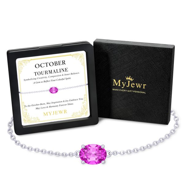 Tourmaline Birthstone Bracelet in 14K White Gold Plating