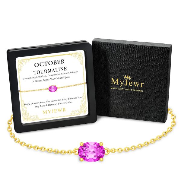 Tourmaline Birthstone Bracelet in 14K Gold Plating